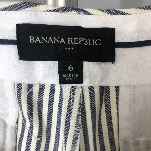 BANANA REPUBLIC FACTORY NWT Blue White Stripe 5" Shorts Sz 6 - Picture 5 of 7